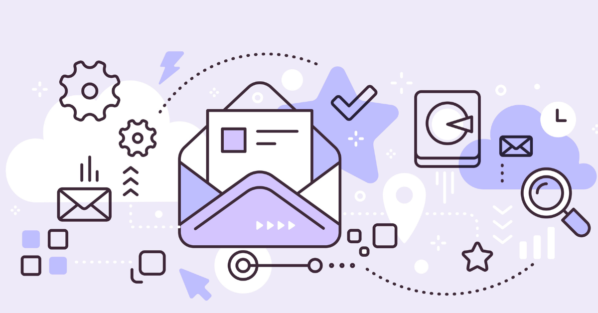 Graphic illustration of emails.