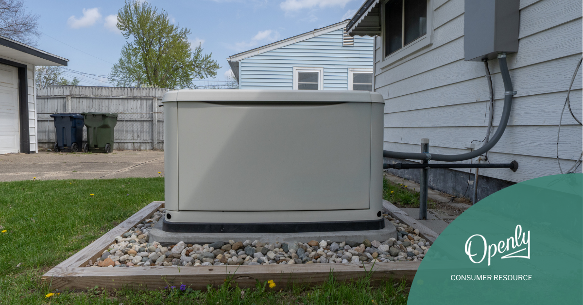 An image of a permanent standby generator situated outside of a house. 